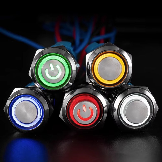Sweideer Metal Push Button Switch Illuminated IP65 Waterproof Panel Mount Momentary Stainless Steel Industrial Control Switch