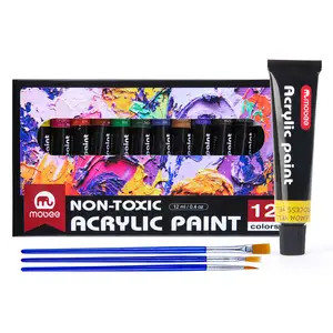 莫比P-3001 12色粉彩acrylique防水DIY油画帆布丙烯酸漆彩色儿童艺术丙烯酸漆套装