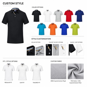 Camisa para Hombre de Marca Privada al por Mayor, 280G, Mezcla de Algodón y Cupro, Piqué Fino, Transpirable, Casual, Tallas Grandes S-4XL - Product Image 4