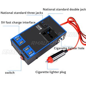 Convertisseur d'alimentation portable pour voiture 1500W DC 12V/24V vers AC 220V avec 4 ports USB, chargeur rapide, prise universelle pour voiture - Product Image 2