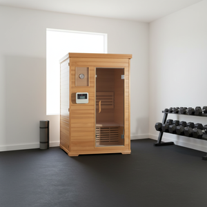 Sauna finlandais en bois <span class=keywords><strong>d</strong></span>'intérieur à <span class=keywords><strong>prix</strong></span> avantageux pour 1 à 2 personnes avec poêle et pierres - Product Image 1