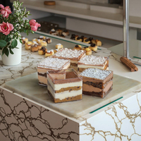 Boîte de rangement carrée en PS pour gâteau Tiramisu, boîte à pâtisserie, boîte à dessert, boîte à bonbons, boîte à biscuits, emballage alimentaire en plastique avec autocollant
