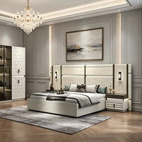 Cadre de lit double en bois rembourré, taille Queen ou King, pour hôtel de style européen, armoire de luxe moderne, meubles de chambre à coucher
