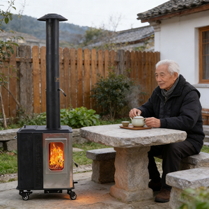 תנור כדורי עץ סיטונאי לשימוש פנימי וחיצוני, תנור פטיו נירוסטה לקמפינג, סל כדורי עץ - Product Image 3