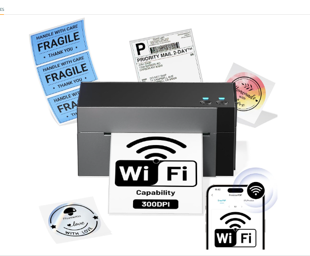 Phomemo PM-344-WF WiFi Shipping Label Printer 300DPI Wireless Thermal Label Printer for Small Business