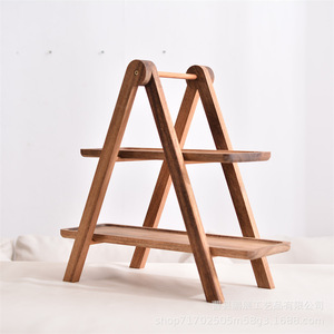 Étagère de rangement triangulaire à 3 niveaux en bois massif pour fruits et pain, usage domestique, type sur pied, couleur acacia, durable - Product Image 5