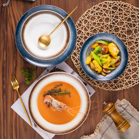 Assiette à soupe profonde en céramique émaillée de style japonais 8 pouces 10 pouces sushi mate réaction Restaurant Ménage saladier