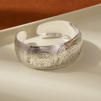 Bracelet PFT de style ethnique vintage plaqué argent, bracelet à large ouverture personnalisé, style antique fait main en argent antique