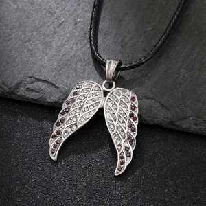 Zoryn Wholesale 316L Stainless Steel Rhinestone <b>Angel</b> Wings Pendant Necklace Jewelry for Women - Product Image 3