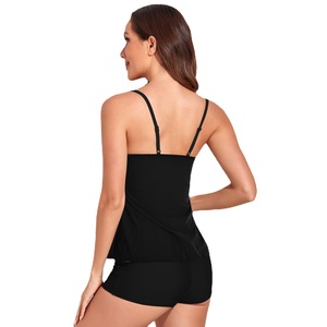 Conjunto de bikini de dos piezas de talla grande para mujer, traje de baño estampado con cuello pronunciado y diseño retorcido para nadar y practicar deportes acuáticos - Product Image 5