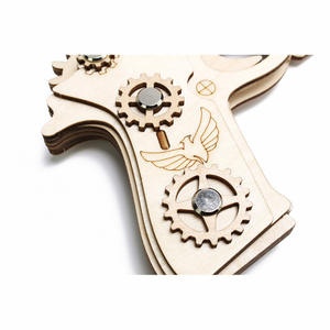 Rompecabezas 3D de Madera, Modelo de Halcón, Pistola de Bandas Elásticas de Accionamiento Manual para Niños de 8 a 13 Años, Color Madera Natural - Product Image 4