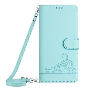 Lanière Photo cadre étui en cuir pochette pour <span class=keywords><strong>Moto</strong></span> G85/G24 4G/G04/E14, pour <span class=keywords><strong>Moto</strong></span> Edge 50 chat imprimé étui portefeuille avec corde - Product Image 6