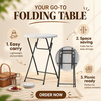 Ensemble de table à manger pliable en tube d'acier HDPE léger pour usage extérieur, résistant aux UV et durable
