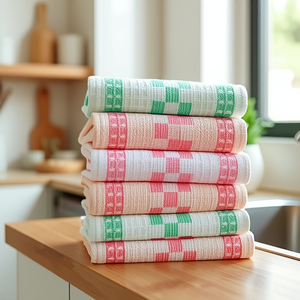 Chiffon de cuisine en coton de style japonais, rectangulaire, super absorbant, rose, vert, motif géométrique, pour casseroles et poêles - Product Image 3