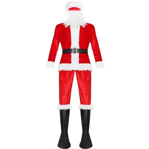 ชุดซานต้าคอสเพลย์คริสต์มาสสำหรับผู้ชาย,ชุดฮาโลวีนสำหรับผู้ใหญ่พลัสไซส์