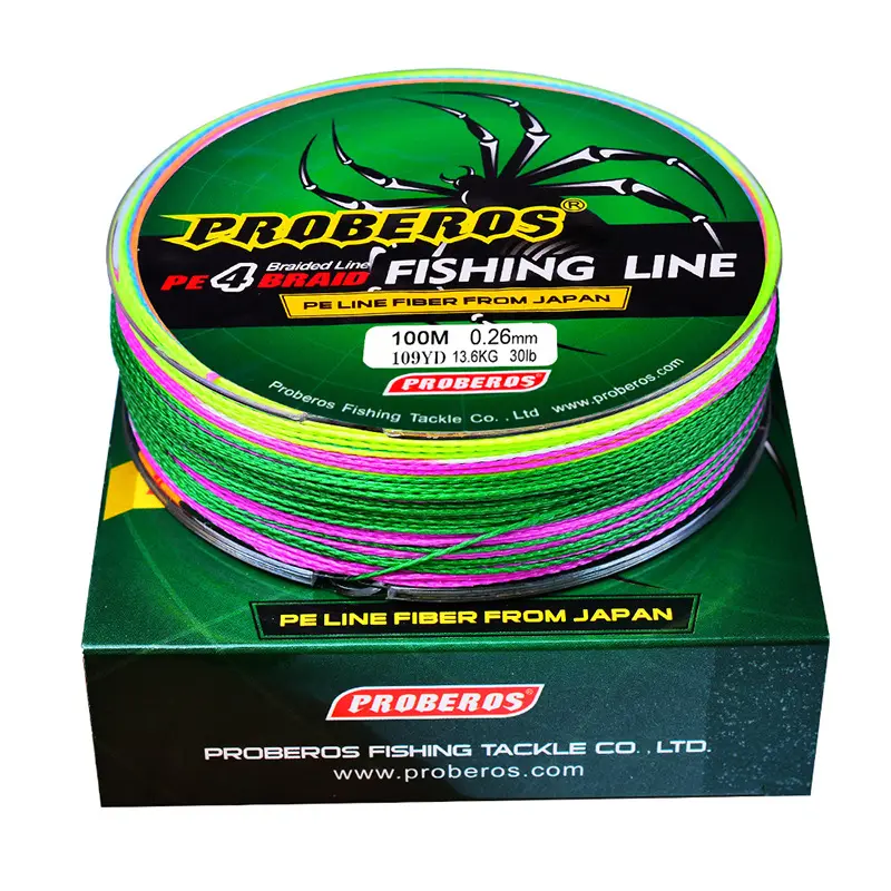 Líneas al por mayor 3 colores 100M 4 hilos PE trenzado líneas de pesca fuerte resistencia UHMWPE línea multifilamento