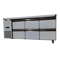 Réfrigérateurs sous comptoir en acier inoxydable 304 sur mesure, 6 tiroirs, refroidissement direct, plan de travail de cuisine de restaurant