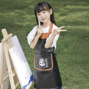 Custom Logo Kids Leather Canvas Apron Neck-<b>wrap</b> Style Waterproof Stain Resistant for Painting Class Cooking Training Courses - Product Image 4