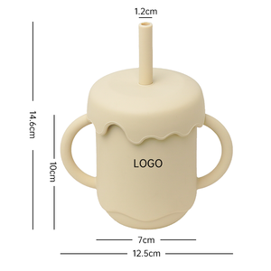 Gobelet anti-fuite en silicone réutilisable personnalisé pour bébé, sans BPA, avec paille anti-fuite, pour les repas des tout-petits et des enfants, avec couvercle - Product Image 1