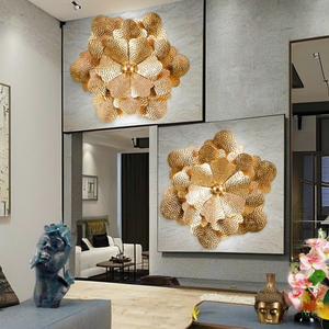 Modern Gold Plated Metal Wall <b>Art</b> Foliage Design Handmade Irregular Shape Home Decoration Glam Style - Product Image 3