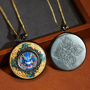 Nuevo Patrimonio Cultural Inmaterial, Cinco Señores Zhakilam, Caja <span class=keywords><strong>de</strong></span> Latón para Thangka, Colgante <span class=keywords><strong>de</strong></span> Gau Pintado con Esmalte, Hecho a Mano, Étnico, Marca FYC - Product Image 2