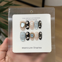 Faux Ongles de Luxe Personnalisés en 3D avec Motifs Floraux, Courts, Ovales, 10 Pièces, Ongles Acryliques Faits Main de Qualité Supérieure à Coller, Vente en Gros ODM