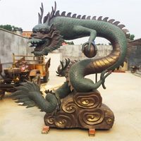 Grande statue de dragon chinois Fengshui en bronze coulé décorée dans un jardin extérieur
