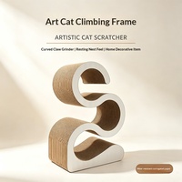 Griffoir et lit pour chat en carton ondulé en forme de S, combo artistique pour chats d'intérieur, vente en gros, OEM