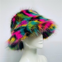 Topi Bucket Bulu Imitasi Rubah Lebar dan Besar untuk Wanita, Super Lembut, Bulu Panjang, Hangat untuk Musim Dingin, Cocok untuk Festival