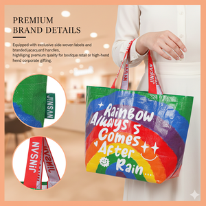 Bolsa de Compras Reutilizable Ecológica, Impermeable, Resistente, Laminada Brillante, Tejida en PP, para Compras Diarias - Product Image 4