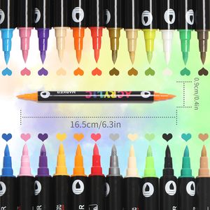 Dual Tip Acrylic Marker Pen <b>Set</b> Fine Brush Tip for Graffiti Permanent Ink <b>Paint</b> Easy-to-Use Acrylic Art Marker Pen - Product Image 2