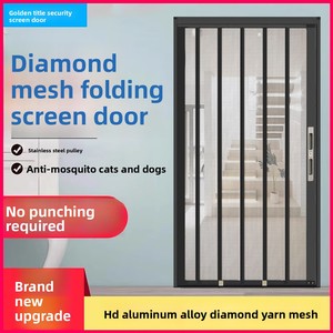 Hợp kim nhôm hiện đại gấp cửa trượt màn hình chống muỗi không khoan mèo con chuột nhập cảnh ban công vô hình 20x20mm lưới - Product Image 5