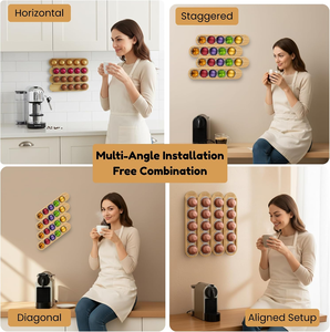 <span class=keywords><strong>Support</strong></span> <span class=keywords><strong>mural</strong></span> pour 20 capsules de café en bambou, vertical et horizontal, pour l'intérieur d'une porte d'armoire. - Product Image 5