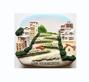 树脂美国-旧金山伦巴底街3D冰箱磁铁旅游纪念品