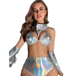 New Design Laser Fantasy Suit Dance Role Play Sexy Performance Nightclub Game Costume Leather Lingerie Cosplay Sexy Dress - Product Image 5