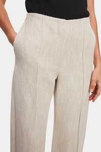 Pantalons pour femmes sur mesure en lin <span class=keywords><strong>blanc</strong></span> et coton décontractés à taille haute avec fermeture éclair cachée, pantalons de survêtement longs - Product Image 3