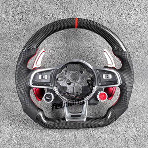 Volante Deportivo de 3 Radios FEIXIANG Mejorado en Fibra de Carbono y Cuero para Volkswagen Golf 7.5 GTI MK7 Polo GTS GTD GTE <span class=keywords><strong>R</strong></span> Passat CC <span class=keywords><strong>R</strong></span>-<span class=keywords><strong>Line</strong></span> - Product Image 4
