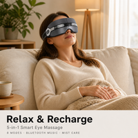 Masseur oculaire portable pliable rechargeable avec chaleur, vibrations, musique, soulagement de la fatigue oculaire, aide au sommeil, soin des yeux contre le stress