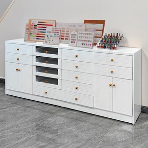 White Nordic Nail Polish Display Cabinet with Drawers Floor Storage Showcase for Nail Salon Beauty Shop - Product Image 6