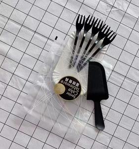 Verjaardagstaart bord mes en vork set wegwerp taart servies combinatie <span class=keywords><strong>plastic</strong></span> taartmes en vork bord - Product Image 6