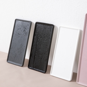 بالجملة طراز شمال افريقي ابيض واسود صواني قهوة للفنادق ومقهى مستطيل طبق كيك وحلويات سيراميك طبق تقديم سوشي - Product Image 5