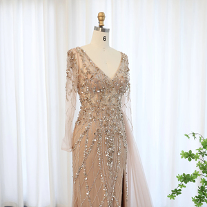 Vestido <span class=keywords><strong>de</strong></span> noche <span class=keywords><strong>de</strong></span> manga larga <span class=keywords><strong>de</strong></span> sirena <span class=keywords><strong>verde</strong></span> <span class=keywords><strong>turquesa</strong></span> con sobrefalda <span class=keywords><strong>de</strong></span> lujo con abertura alta para mujer <span class=keywords><strong>fiesta</strong></span> <span class=keywords><strong>de</strong></span> boda Sz181-1 - Product Image 4