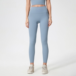 ODM Pantalones de yoga deportivos elásticos de cintura alta para mujer, mallas deportivas de nuevo estilo <span class=keywords><strong>con</strong></span> líneas sólidas sin vergüenza - Product Image 6