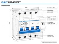 Disjoncteur miniature CHINT NB2-63ZT 4P C80 à réenclenchement automatique MCB 400V 6000A sur rail DIN pour systèmes solaires photovoltaïques