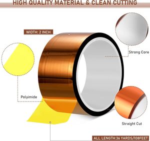 Heat Press Transfer Tape Heat Resistant Kaptons Polyimide Tape Battery Thermal Adhesive Tape For Sublimation Tumblers
