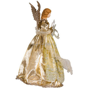 Conjunto de Presente de Ornamento de Árvore de Natal com Luz de Candeia de Anjo Pintado à Mão em LED Dourado de 30 cm com Tecido Plush e Materiais Plásticos - Product Image 2