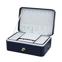 Boîte de rangement à bijoux de luxe européenne Fuxin à double couche en PU, grande capacité, multi-niveaux, 23x16x9cm, pour boucles d'oreilles, bagues, accessoires