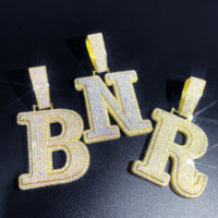 Pendentif Moissanite personnalisé Pendentif Hip Hop en argent Lettre A-Z Nom Collier Pendentif Glacé VVS Moissanite D Argent 925