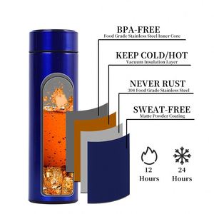 Botella de Agua Inteligente con Logotipo Personalizado, Termo de Acero Inoxidable de Doble Pared con Aislamiento al Vacío, 500 ml, 17 oz, con Pantalla LED - Product Image 2