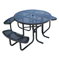 Mesa de pícnic para Discapacitados de acero perforado comercial al aire libre con Banco restaurante fuera del parque mesa de comedor de metal y juego de sillas